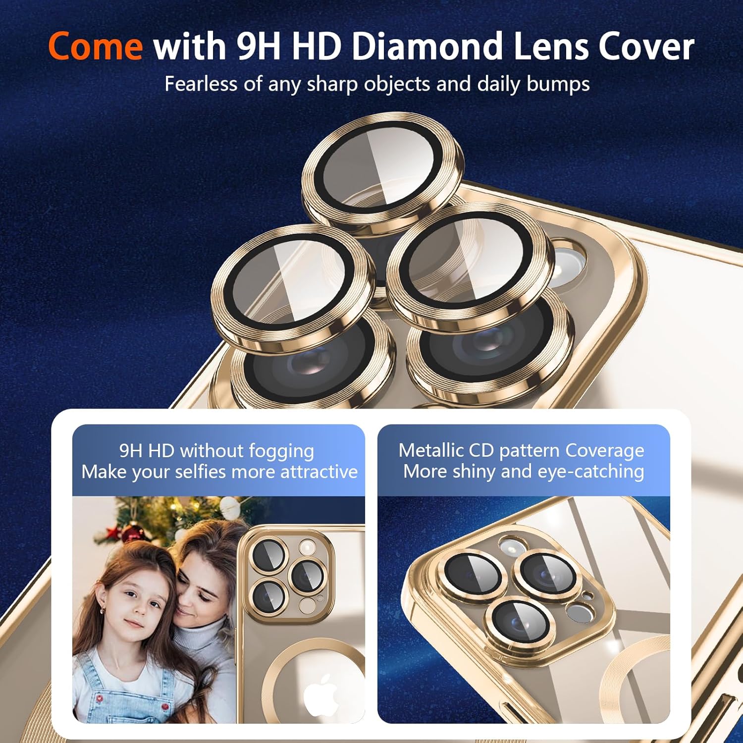 Buy now Magnetic Case for iPhone 15 Pro Max Case with Full Camera Lens Protector [Strong N56 Magnets] [Compatible with Magsafe] Clear Stylish Case for iPhone 15 ProMax Phone Case, Gold Titanium at indiglob india