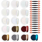 8 Jars Chrome Nail Powder Dip Magic White Pearl Kit Silver Mirror | Metallic Effect Holographic Dip Nail Powder Decoration Iridescent Aurora Mermaid Pigment