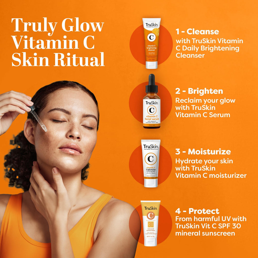 TruSkin Brightening Vitamin C Serum for Face with Hyaluronic Acid, 2 fl oz | Anti aging face serum with Vitamin E to improve the look of dark spots, fine lines, skin tone & support radiant-looking skin
