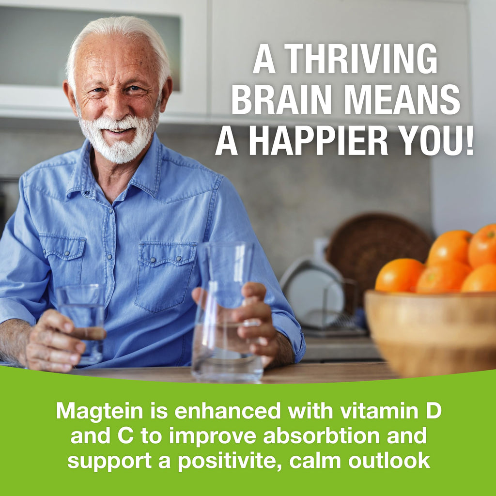 Magtein - Magnesium L-Threonate Supplement, Memory, Focus, Sleep & Brain Health Formula for Men & Women, Cognitive Support for Adults, Clinically Researched - 60 Veg Capsules