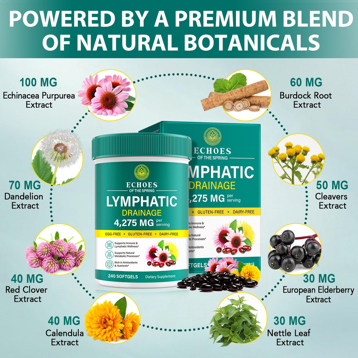 Lymphatic Drainage Supplements, 4275mg Lymph System Support for Immune