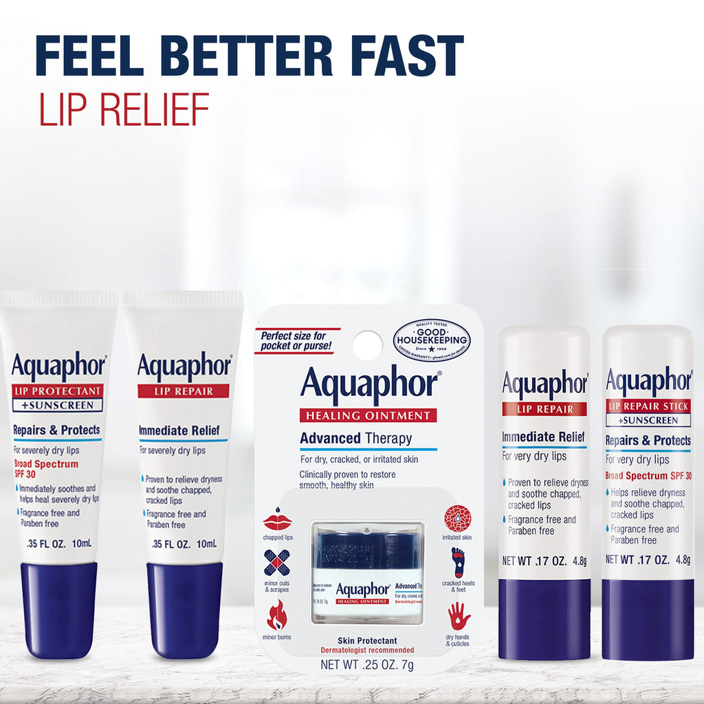 Aquaphor Lip Protectant and Sunscreen Ointment, SPF 30, 0.35 FL OZ | Lip Sunscreen Ointment with Shea Butter Repairs and Protects Dry Lips, Fragrance and Paraben Free