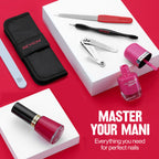 Buy now Revlon Manicure Essentials Kit with Travel Case, Nail Care Set with Dual Ended Cuticle Trimmer, Curved Blade Clippers, Compact Emeryl File & Buffer (Pack of 1) at indiglob india