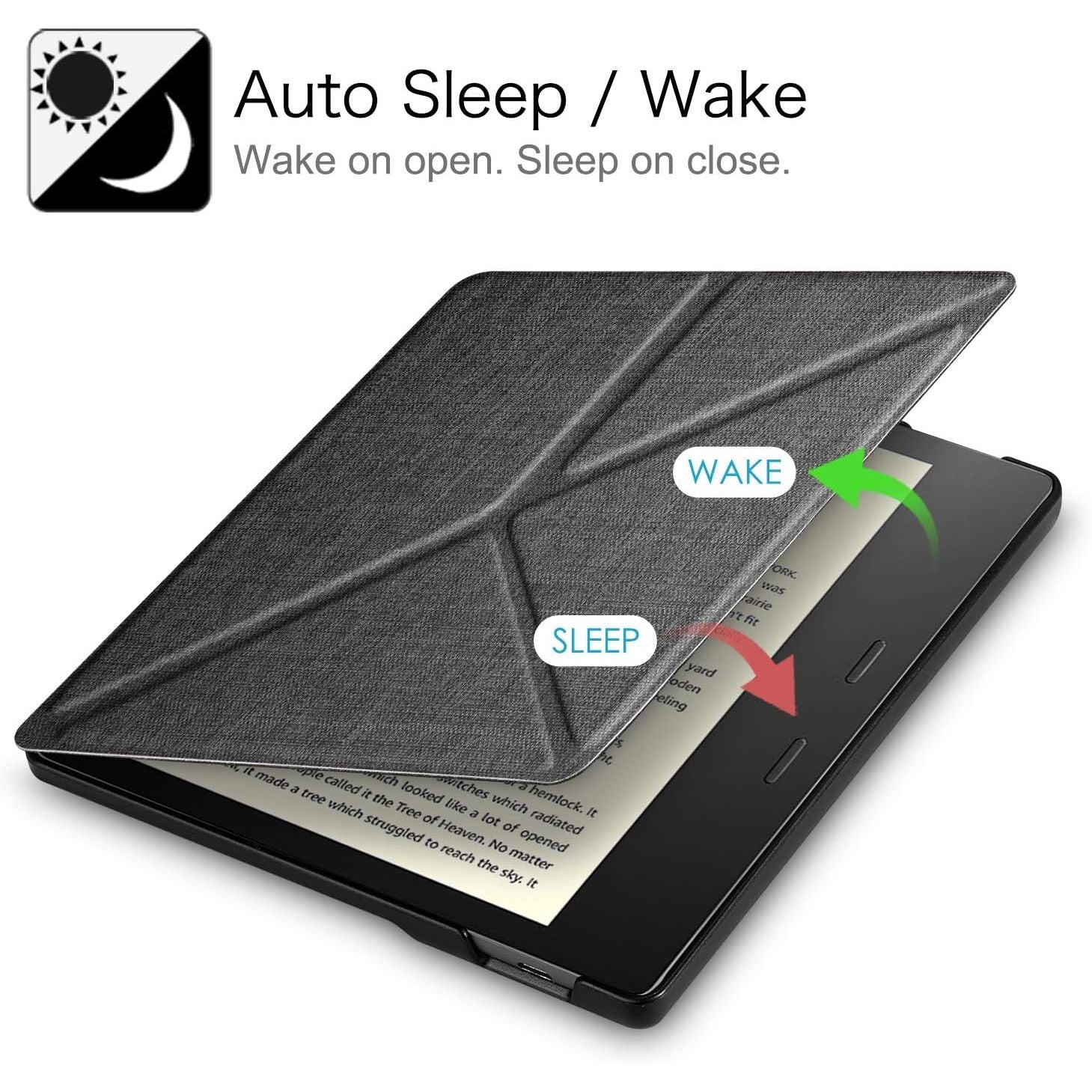 Buy now Fintie Origami Case for 7" Kindle Oasis (10th/9th Generation, 2019/2017 Release) - Slim Fit Stand Cover Support Hands Free Reading with Auto Wake Sleep, Denim Charcoal at indiglob india