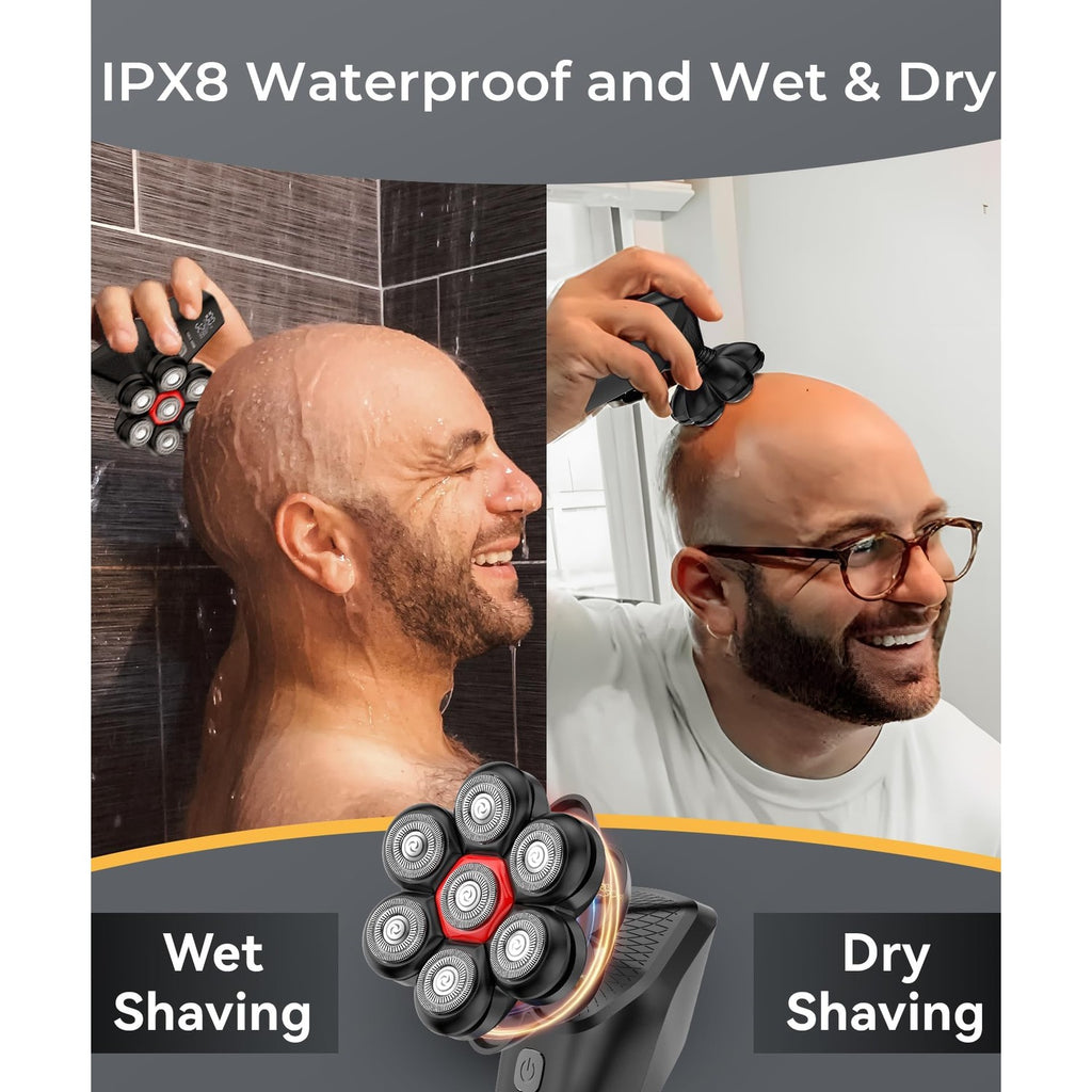Head Shavers for Bald Men, 7D Head Shaver with LED Display, 3 Adjustable Modes, 10000 RPM High Speed Motor, Tornado Black