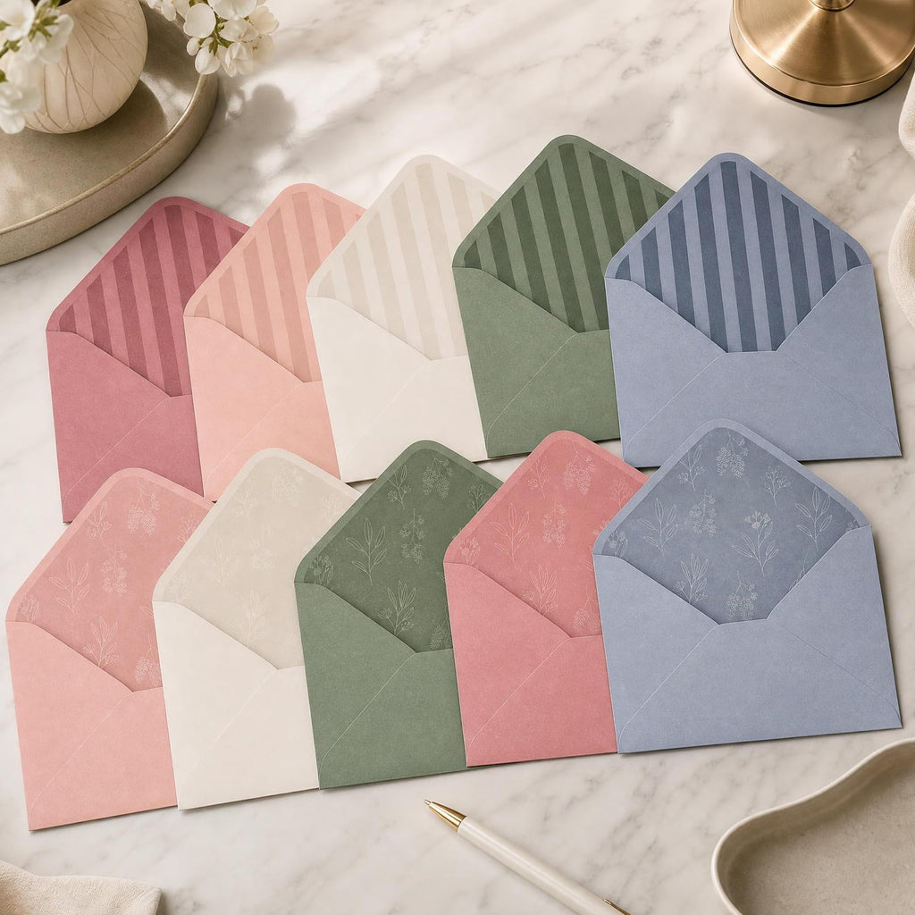 Elegant Set of 50 Invitation Envelopes 5x7 - Self-Sealing A7 in 5 Colors