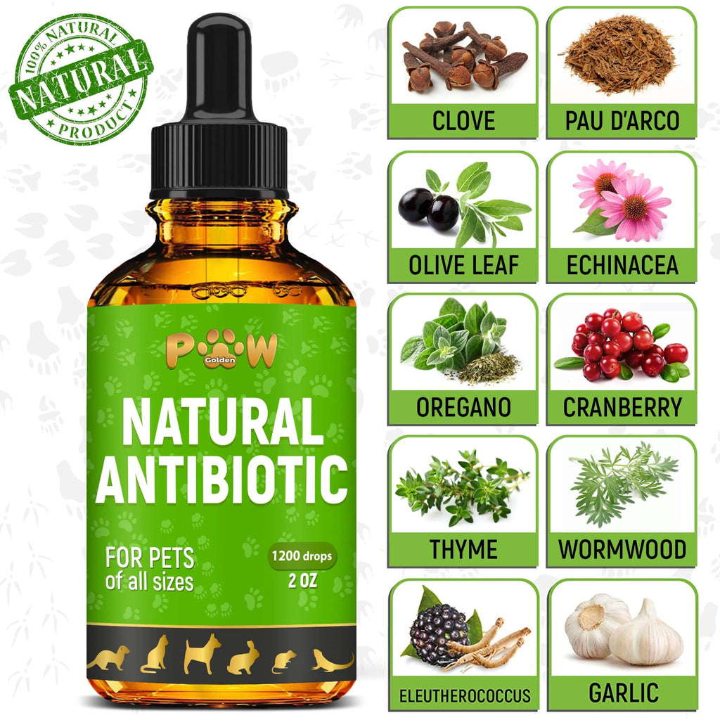 Dog Antibiotics for Infections, Kennel Cough, Wounds, UTIs, Allergies, Itching – Natural Antibiotics for Cats to Support Skin, Coat, & Digestion – Liquid Form for Oral Use – All Pet Ages – 2 oz