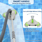 Sepetrel Upgraded Pool Vacuum Head with Wheels,Smart Swivel Handle & Swivel Hose Adapter,Weighted Triangular Shape Brush Head, for Inground/Above Ground Swimming Pools