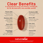 NatureWise Vitamin B Complex for Women and Men - with Folic Acid Biotin B1 B2 B3 B6 B12 - Support Cellular Energy & Mental Clarity - Gluten & Dairy Free - 60 Softgels[2-Month Supply]