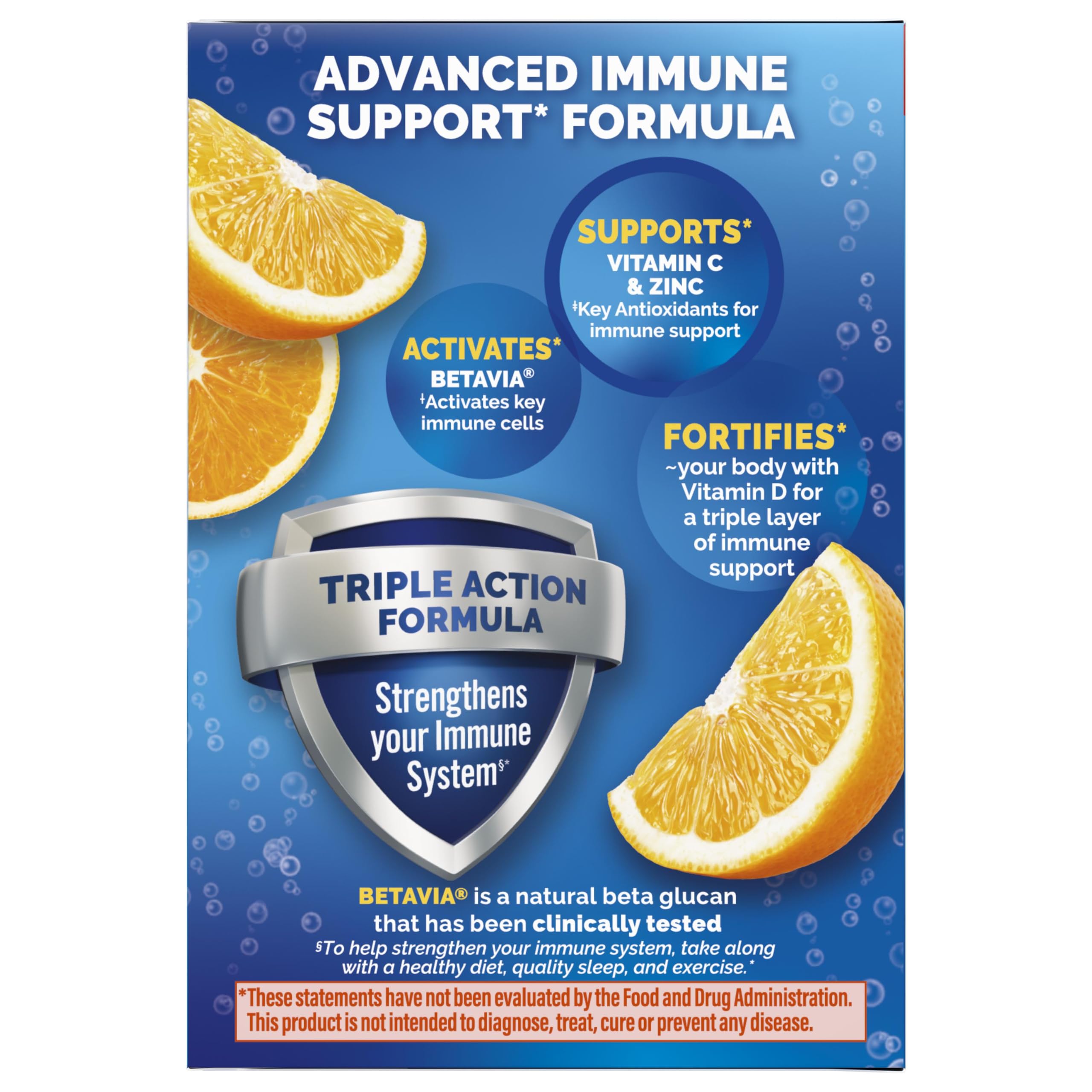 Emergen-C Immune+ Triple Action Immune Support Powder, Super Orange, 30 ct | With BetaVia (R), 1000mg Vitamin C, B Vitamins, Vitamin D and Antioxidants, Super Orange, Back to School Essentials