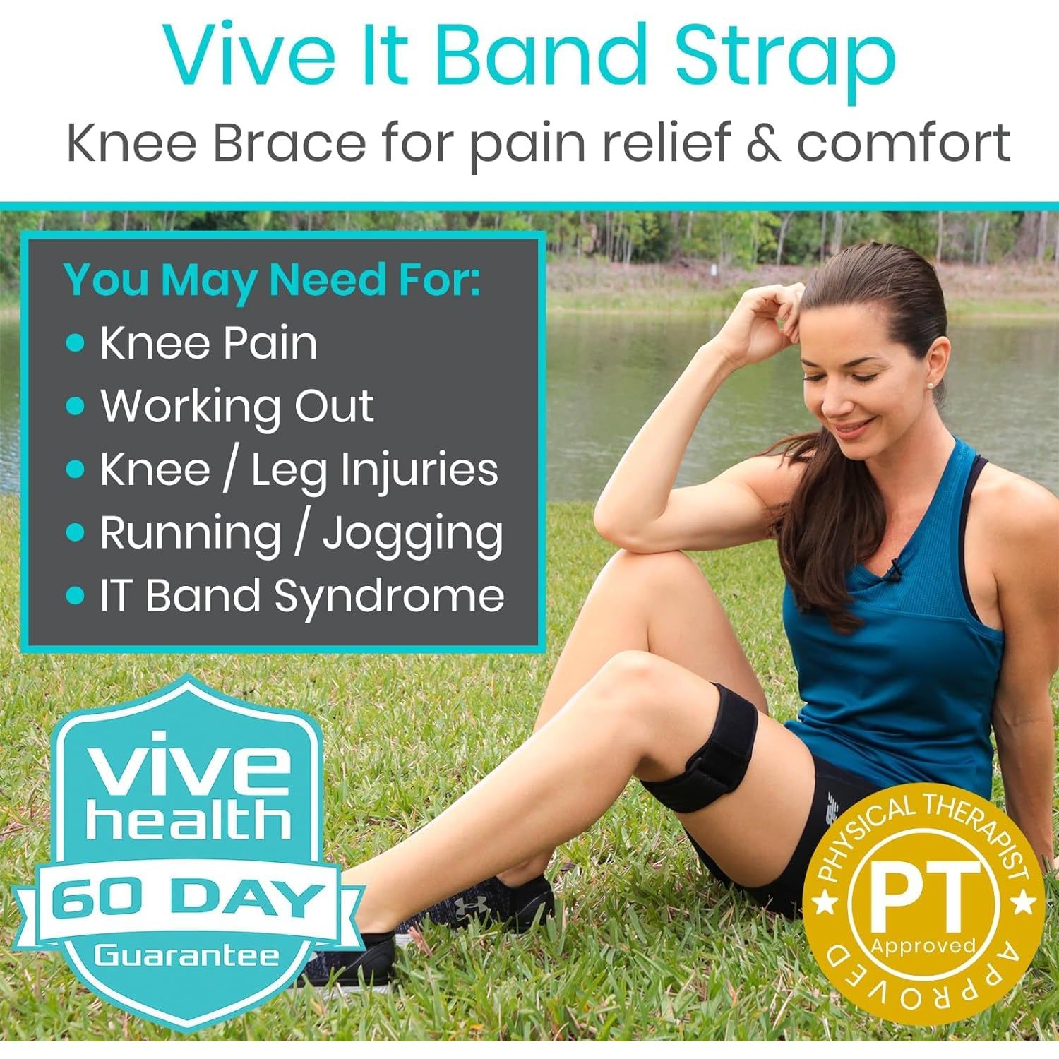 Buy now Vive IT Band Strap - Iliotibial Band Compression Wrap - Outside of Knee Pain, Hip, Thigh & ITB Syndrome Support - Neoprene Brace for Running and Exercise - Athletic Stabilizer for Men, Women at indiglob india