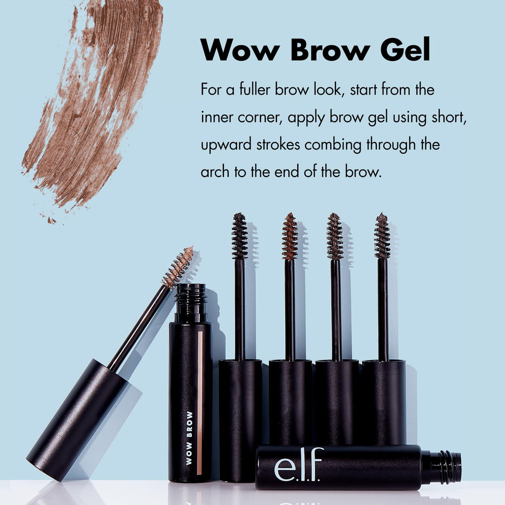 Buy now e.l.f. Wow Brow Gel, Volumizing, Buildable, Wax-Gel Hybrid, Creates Full, Voluminous-Looking Brows, Locks Brow Hairs In Place, Deep Brown at indiglob india
