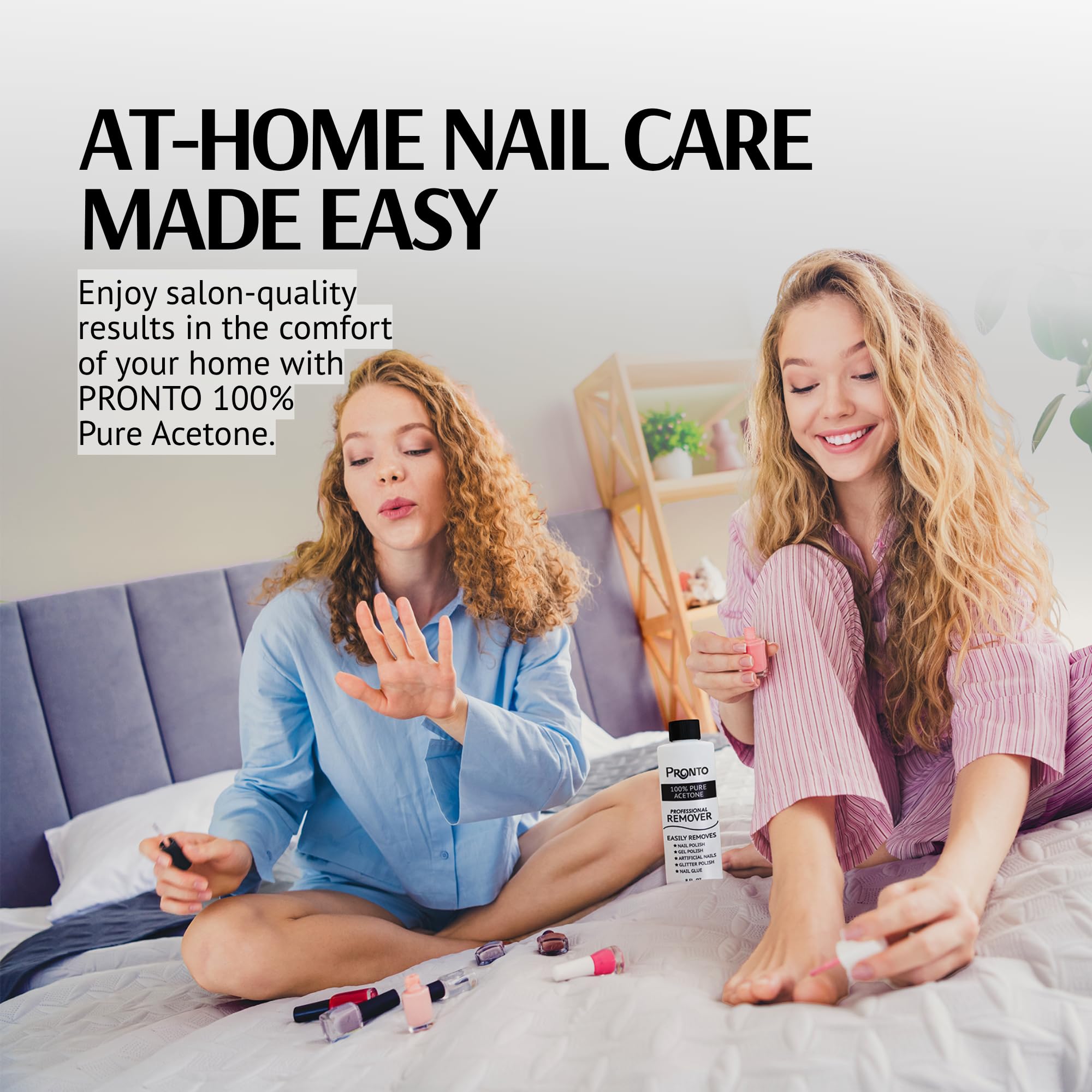 Pronto 100% Acetone Nail Polish Remover - Gel Polish Remover for Nails | Acetone Nail Polish Remover & Remover For Nails, Glue, Gel, Acrylic & Dip | 100 Percent Pure Acetone, 16 Fl oz (Pack of 1)