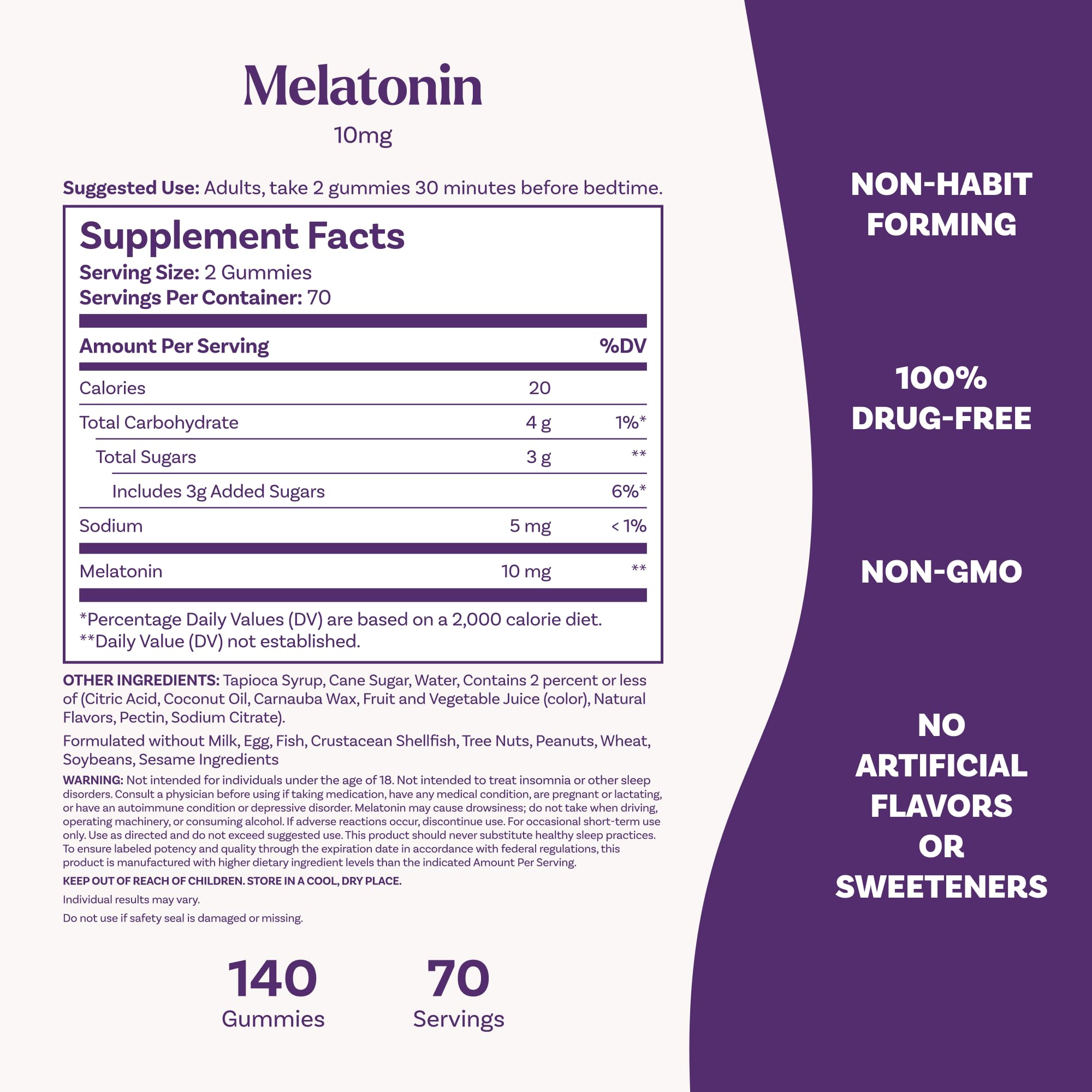 Natrol Melatonin 10 mg Gummies, Sleep Support for Adults, 140 Gummies | Supplement to Fall Asleep Faster & Stay Asleep Longer, Wake Up Refreshed, 100% Drug-Free, Strawberry-flavored, 70 Day Supply