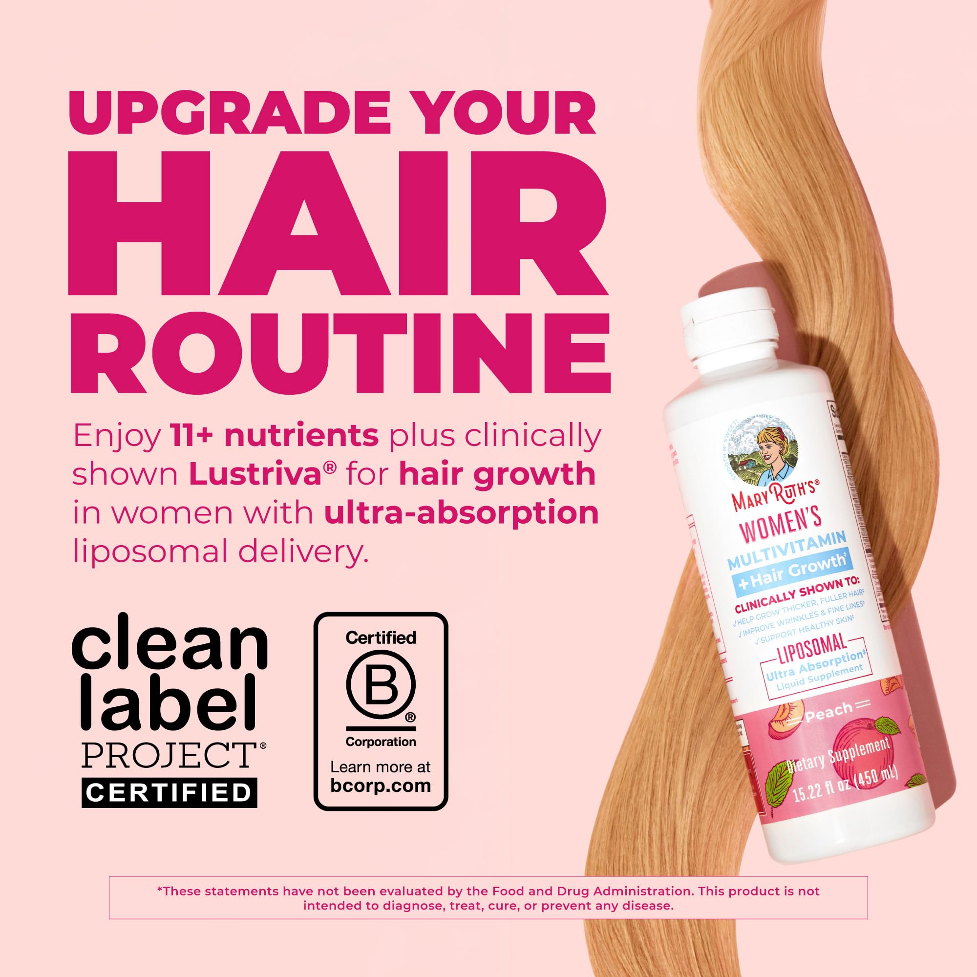 MARYRUTH'S Women's Multivitamin + Hair Growth Liquid Liposomal, 15.22 Fl Oz | 15.22 Fl Oz