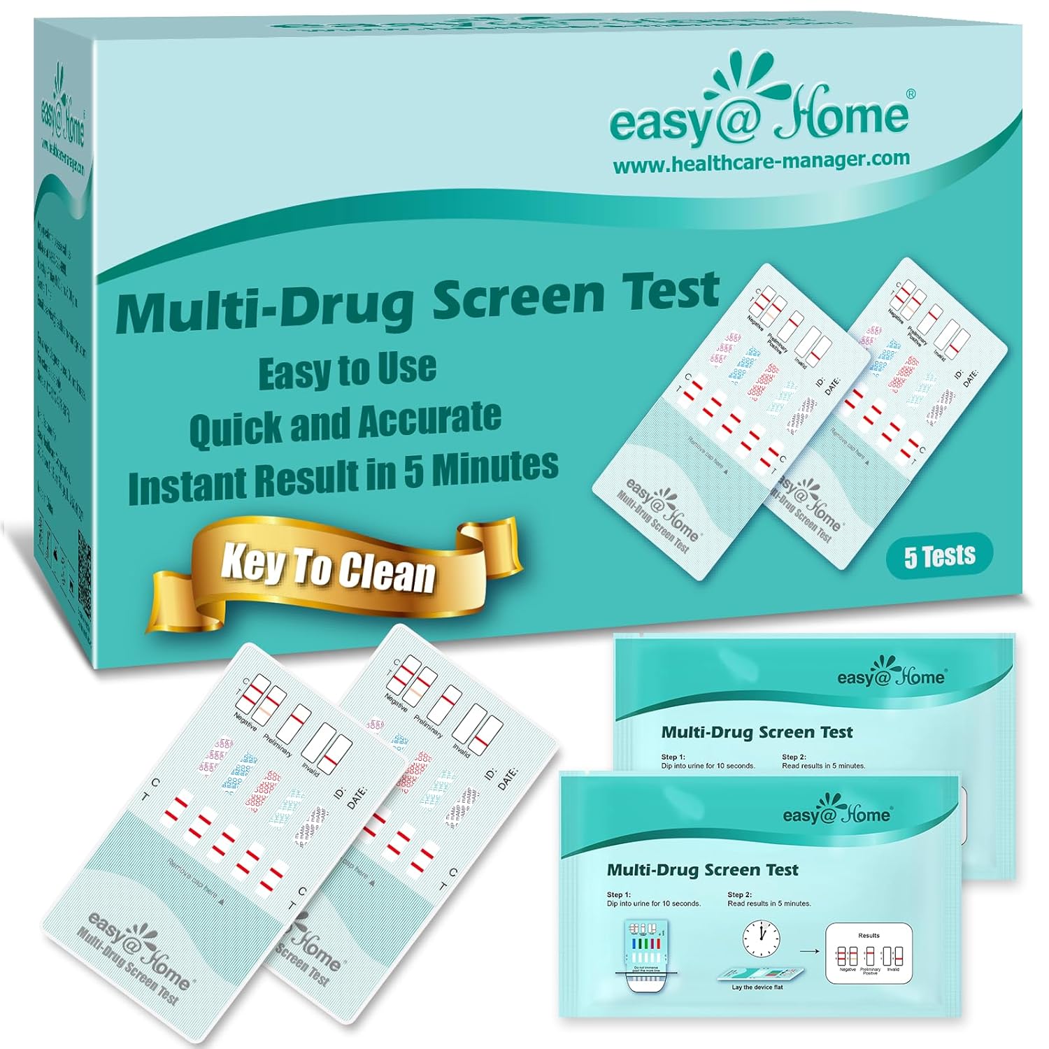 Buy now Easy@Home Multi-Drug Screen Test: 10 Pack Urine Drug Tests Kit, Testing BZO/COC/THC/MET/MOR/OXY/BAR/BUP/MTD/TCA, Instant Drugs Test Including Marijuana Test, #EDOAP-7104 5 Pack at indiglob india