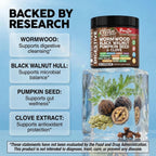 Clean Nutra Wormwood Black Walnut Pumpkin Seed Clove Oil Celery Garlic Grape Papaya Neem Diatomaceous Earth Womens Probiotic Gut Health Cleanse Detox Oregano Olive Turmeric Supplement Vegan Capsules