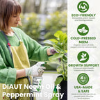 Neem Oil Spray for Plants with Peppermint Oil, Easy Ready to Use Natural Plant Wash and Foliage Care for Indoor and Outdoor Plants, Gardens, Houseplants & Vegetables, 16 oz