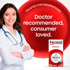 Buy now Feosol Original Iron Supplement Tablets, Non-heme, 325mg Ferrous Sulfate (65mg Elemental Iron) per Iron Pill, 1 Per Day, 120ct, 4 Month Supply, for Energy and Immune System Support, Made in USA at indiglob india