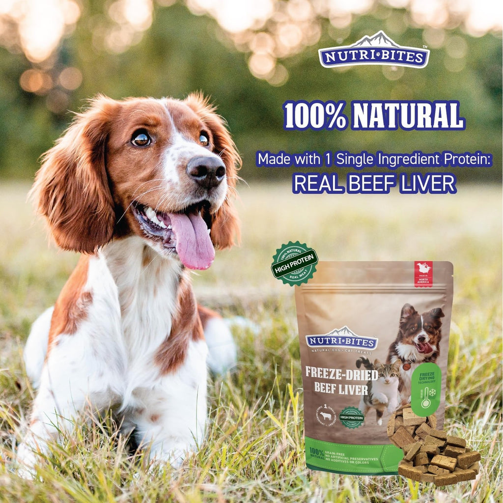 Nutri Bites Freeze Dried Beef Liver Dog & Cat Treats, Single Ingredient, 27 Ounce Bag