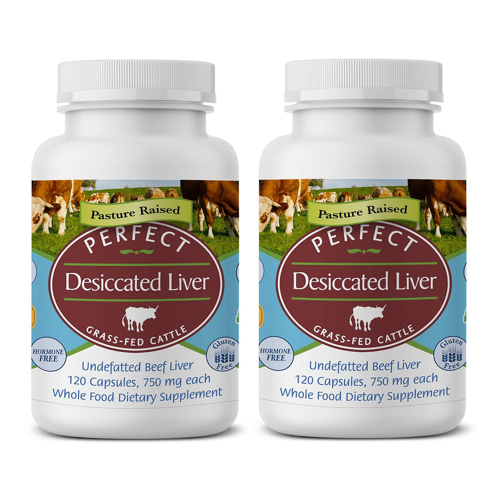 Perfect Supplements – Perfect Desiccated Liver – 120 Capsules - Undefatted Beef Liver – Natural Source of Protein, Iron, Vitamins A & B