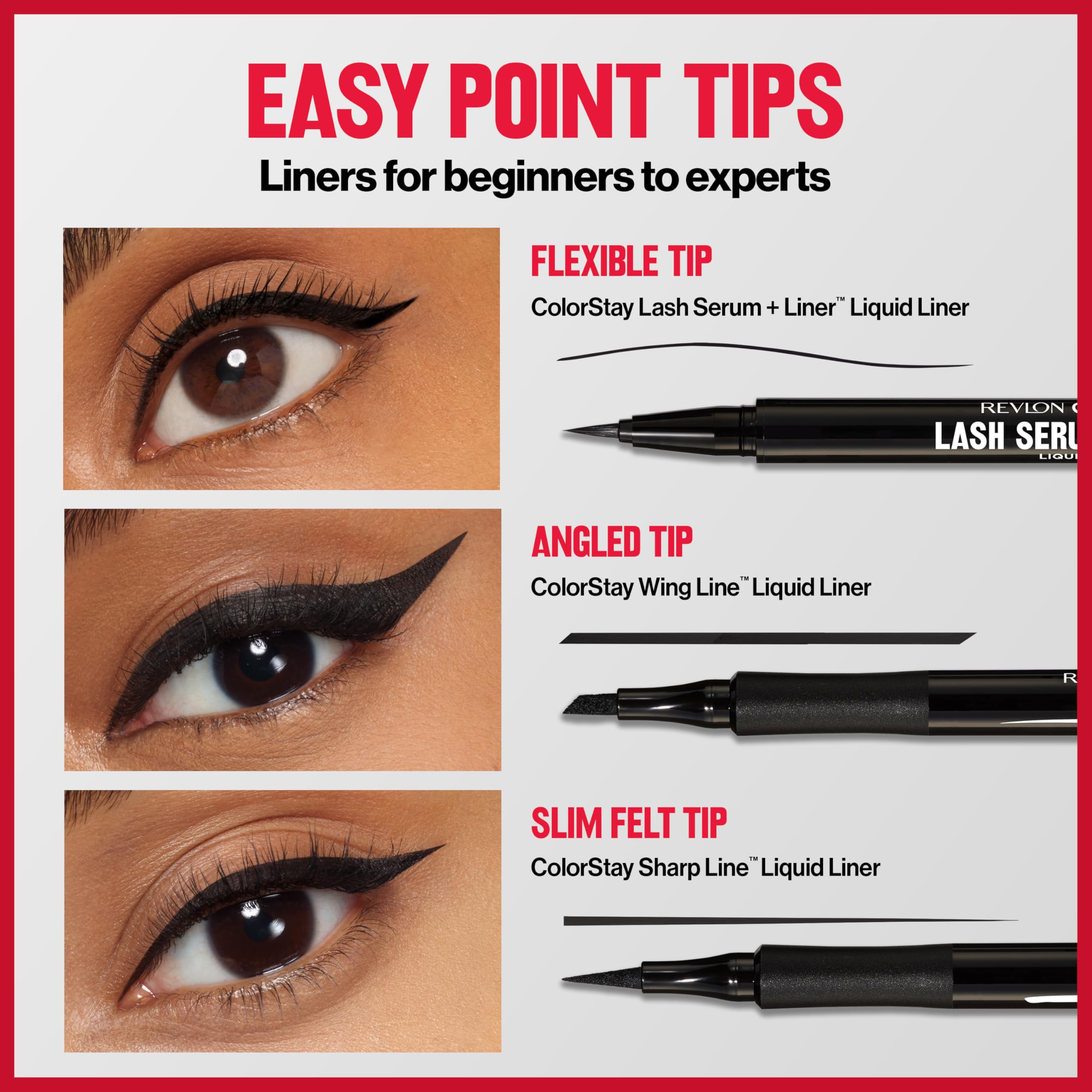 Revlon ColorStay Sharp Line Liquid Eyeliner, Blackest Black, 0.04 fl oz | Waterproof liquid eyeliner with felt tip for sharp, thin-to-thick lines. Smudge-proof, long-lasting.