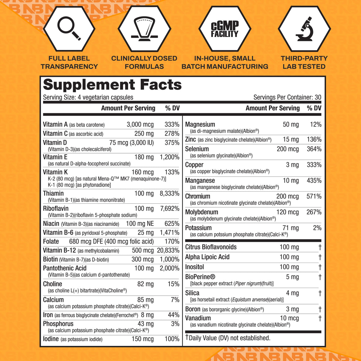 NutraBio Multisport for Men - Mens MultiVitamin - 33 Vitamins, Minerals, Micronutrients - Rich in Antioxidants - Supports Peak Athletic Performance, Energy, Metabolism (120 Vegetable Capsules)