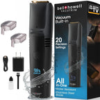Bell+Howell Vacutrim Deluxe Cordless Mens Beard Trimmer, Rechargeable Electric Shaver with 20 Trim Setting and Built-in Vacuum for Mustache, Sideburns. Facial Hair, Black, 7.5", As Seen On TV