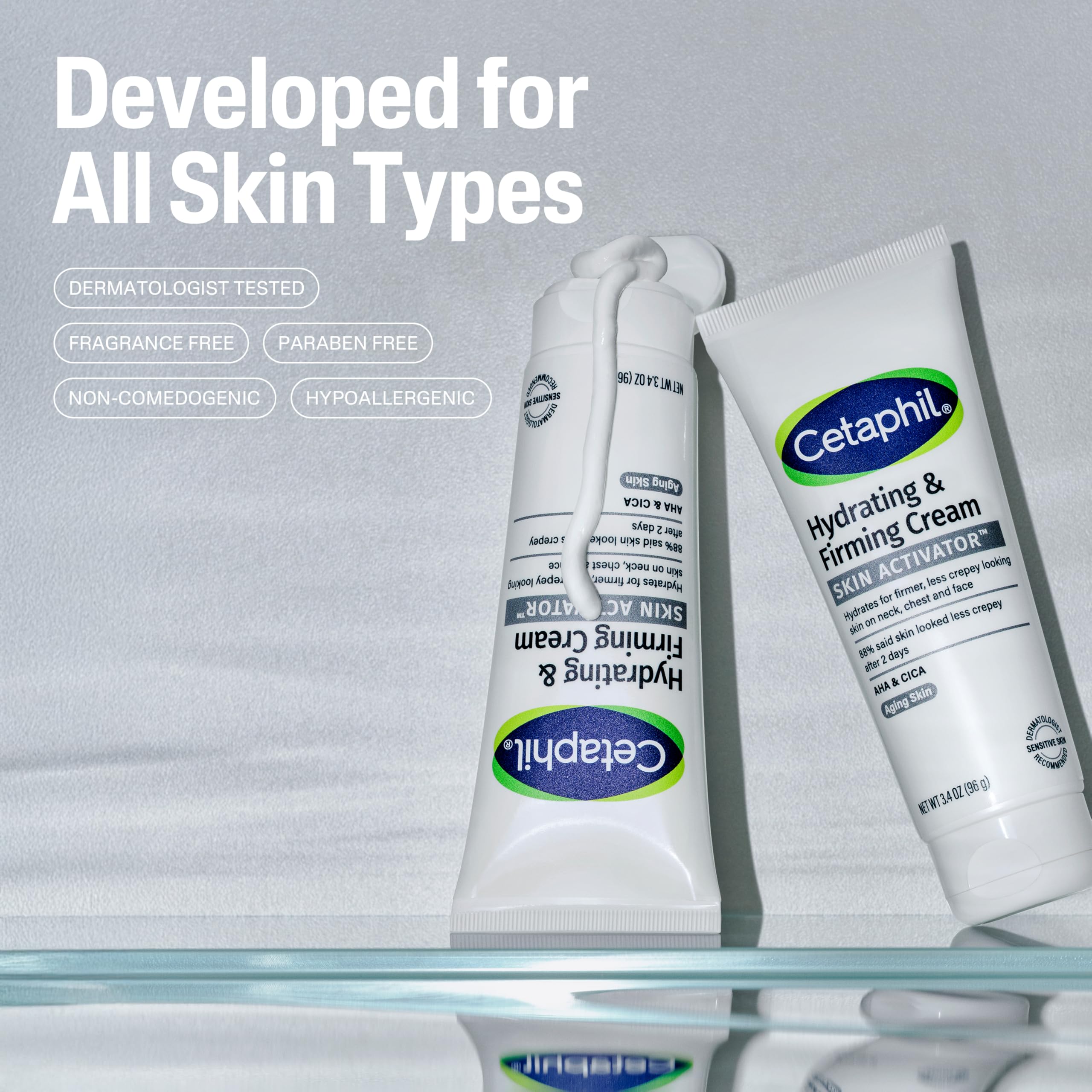 Buy now Cetaphil Skin Activator Hydrating & Firming Cream For Face, Neck & Chest 3.4 oz, Mandelic Acid (AHA) and Centella Asiatica (CICA) Cream, Hydrates and Firms Aging Skin, Anti-Aging Skincare at indiglob india