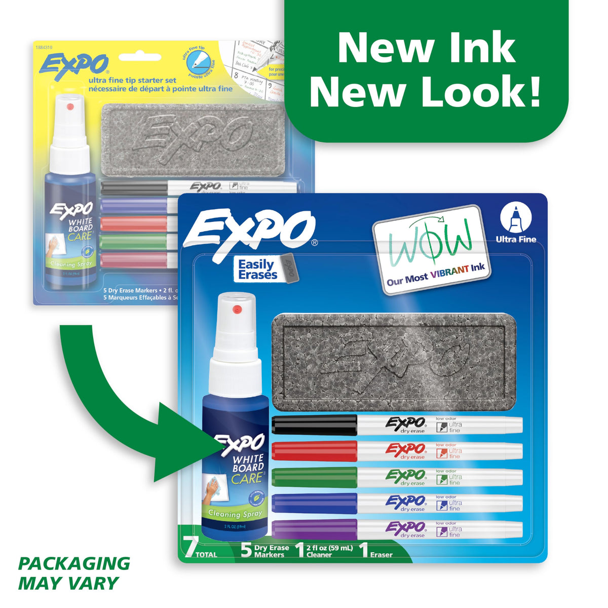 EXPO Dry Erase Markers Kit, Ultra Fine Tip, Assorted Colors, Eraser, Spray Cleaner, 7 Count - Whiteboard, Calendar, Office, School, Classroom, Teacher Supplies