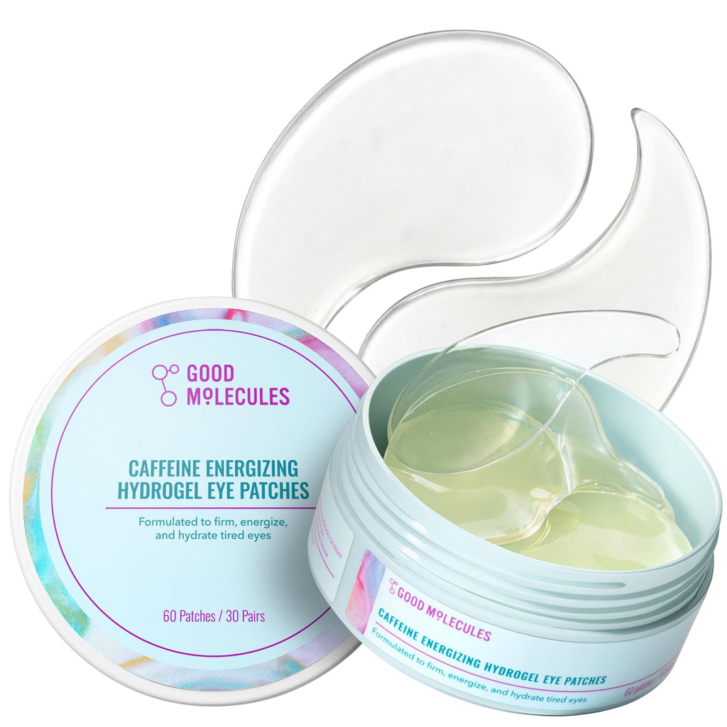 Good Molecules Caffeine Energizing Hydrogel Eye Patches - Eye Mask with Hyaluronic Acid Hydrate and Reduce Puffiness - Pack of 30, Skincare for Face