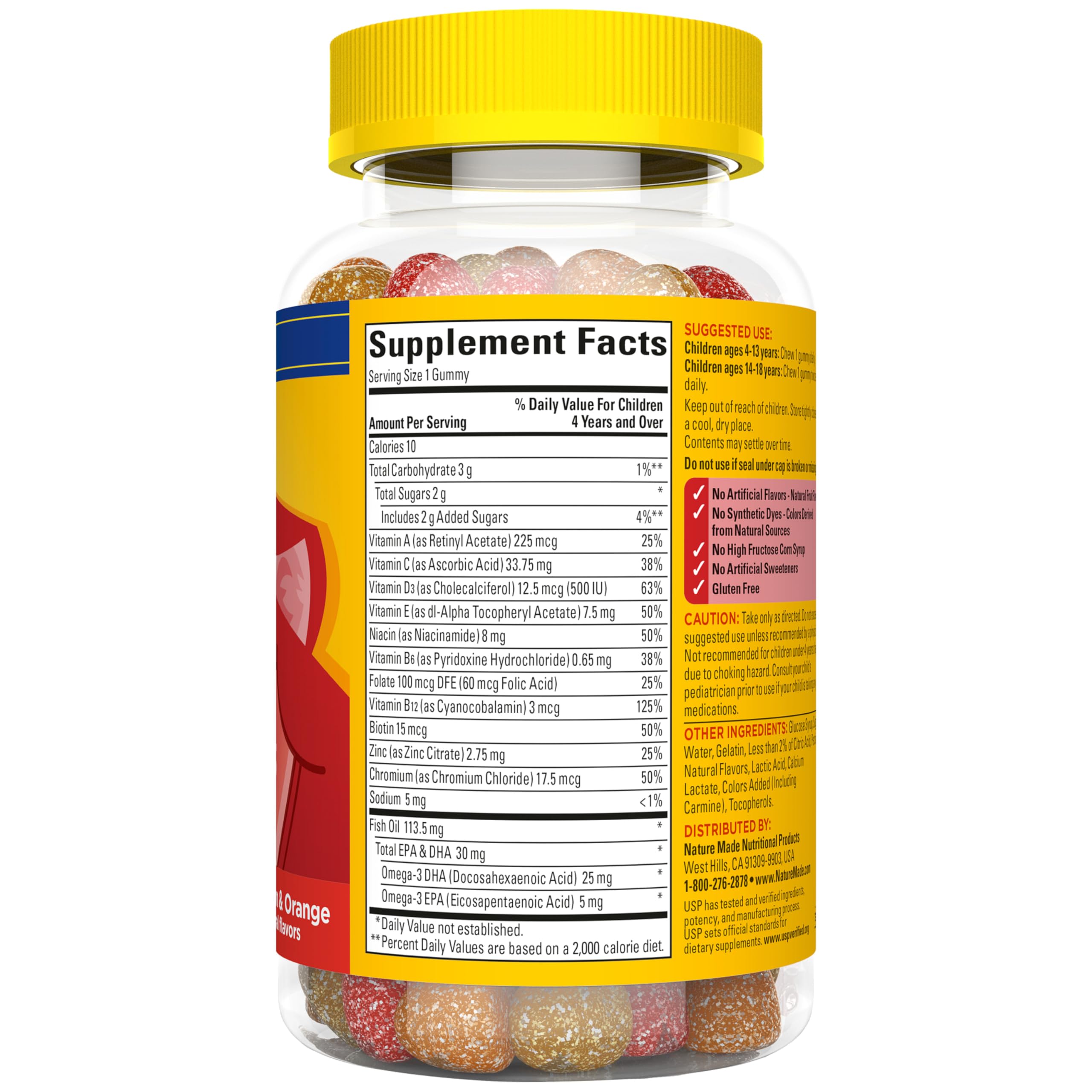 Nature Made Kids First Multivitamin with Omega-3, 70 Gummies | Kids Gummy Multivitamins with Vitamins and Minerals for Daily Nutritional Support, Strawberry, Lemon & Orange Flavors