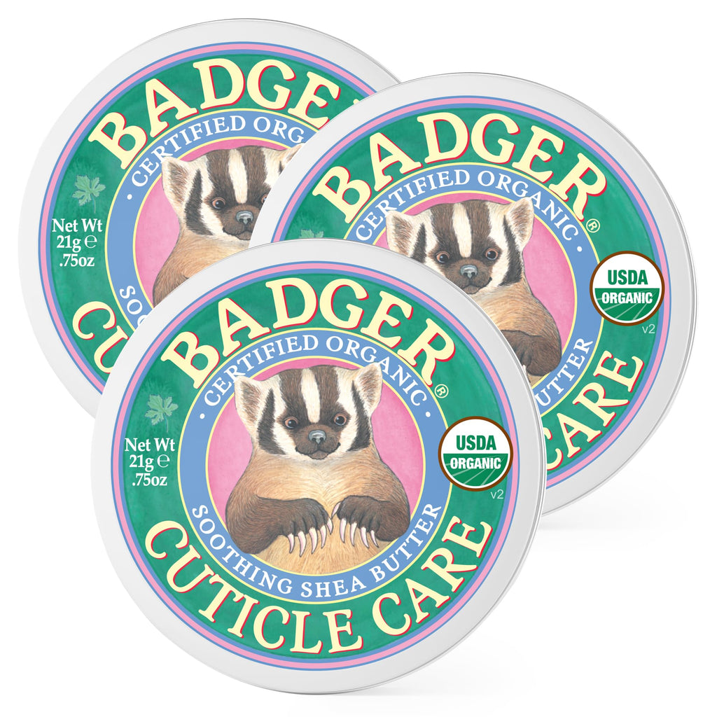 Badger Cuticle Cream, Deep Hydration for Dry, Cracked Cuticles & Hangnails, 100% Organic Cuticle Balm with Rich Shea Butter for Strong, Healthy Nails, Non-Greasy Cuticle Oil, .75oz Tin, 2-Pack