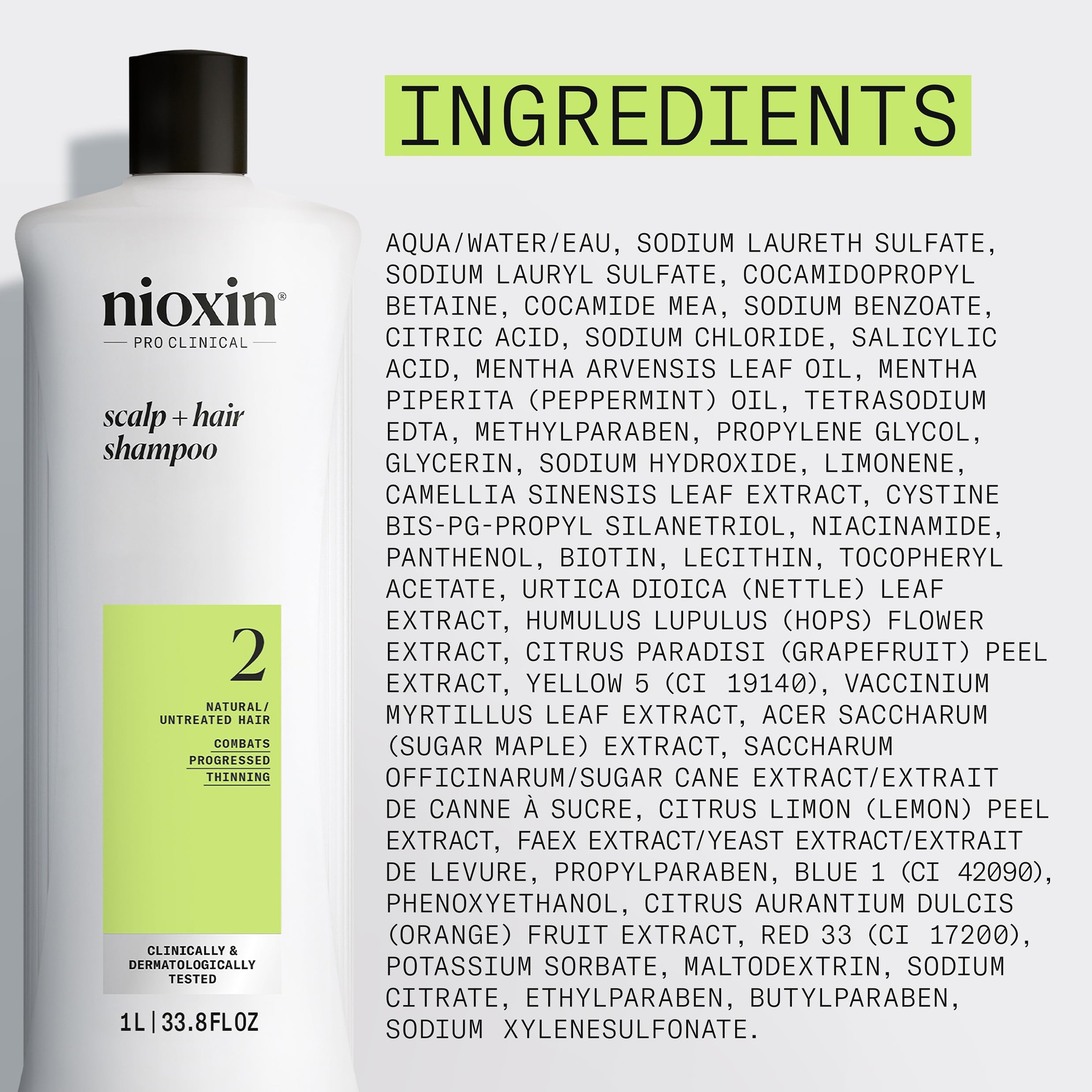 NIOXIN System 2 | Scalp Care | Shampoo | Hair Thickening | For Natural Hair | Scalp Health | For Natural Hair with Progressed Thinning | Cleanse & Boost Hair Density with Niacinamide & Biotin