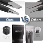 Tweezers for Women Facial Hair, Slant & Pointed Tweezers for Eyebrows, Ingrown Hair, Splinter Removal, Precision 4 Pack Tweezer Set, Stainless Steel Eyebrow Tweezers for Men and Women, Black