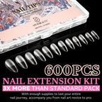 Discover the medium almond nail tips in this 600pcs soft gel kit, perfect for every nail artist from novice to pro.