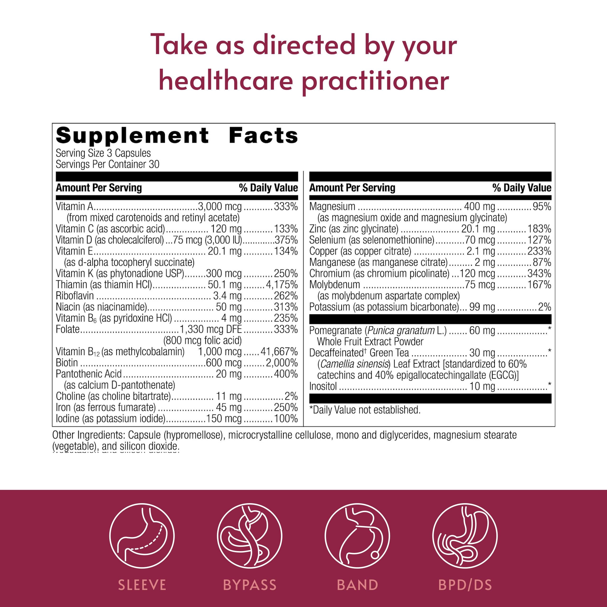 Bariatric Advantage Ultra Multivitamin with Iron, 90 Capsules | Ultra Multi with Iron, Capsule Format Multivitamin, Full B Vitamin Complex, with Vitamin C, Chromium and More