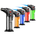 Torch Lighters 5 Pack Butane Refillable Jet Flame Torch Lighter Multi Utility Lighter Blow Windproof Torch for Candle Fireplace Camping Grill BBQ(Fuel Not Included)