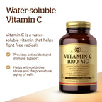 Solgar Vitamin C 1000 mg, 100 Vegetable Capsules Supplement | Antioxidant & Immune Support, Overall Health, Healthy Skin & Joints, Non-GMO, Vegan, Gluten Free, Kosher - 100 Servings