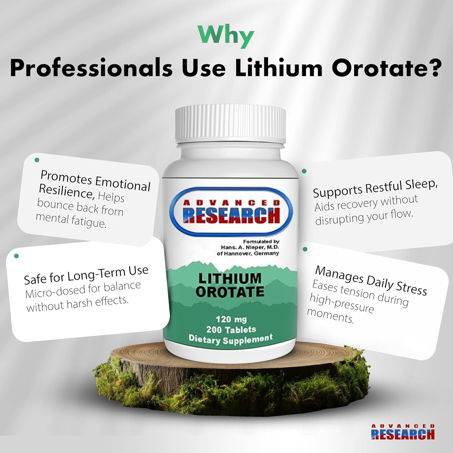 Buy now Dr. Hans Nieper Lithium Orotate 5mg, 200 Count, Lab Tested, Non-GMO, Gluten Free, Vegan Friendly, Supports Brain Health at indiglob india