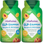 Vitafusion GLP1 Gummy Supplement | 90 Sugar Free Gummies | Vitamin & Mineral Blend with Fiber, D3, B12, and Folate | for Women & Men | Tropical Peach Flavor | Gluten Free Formula