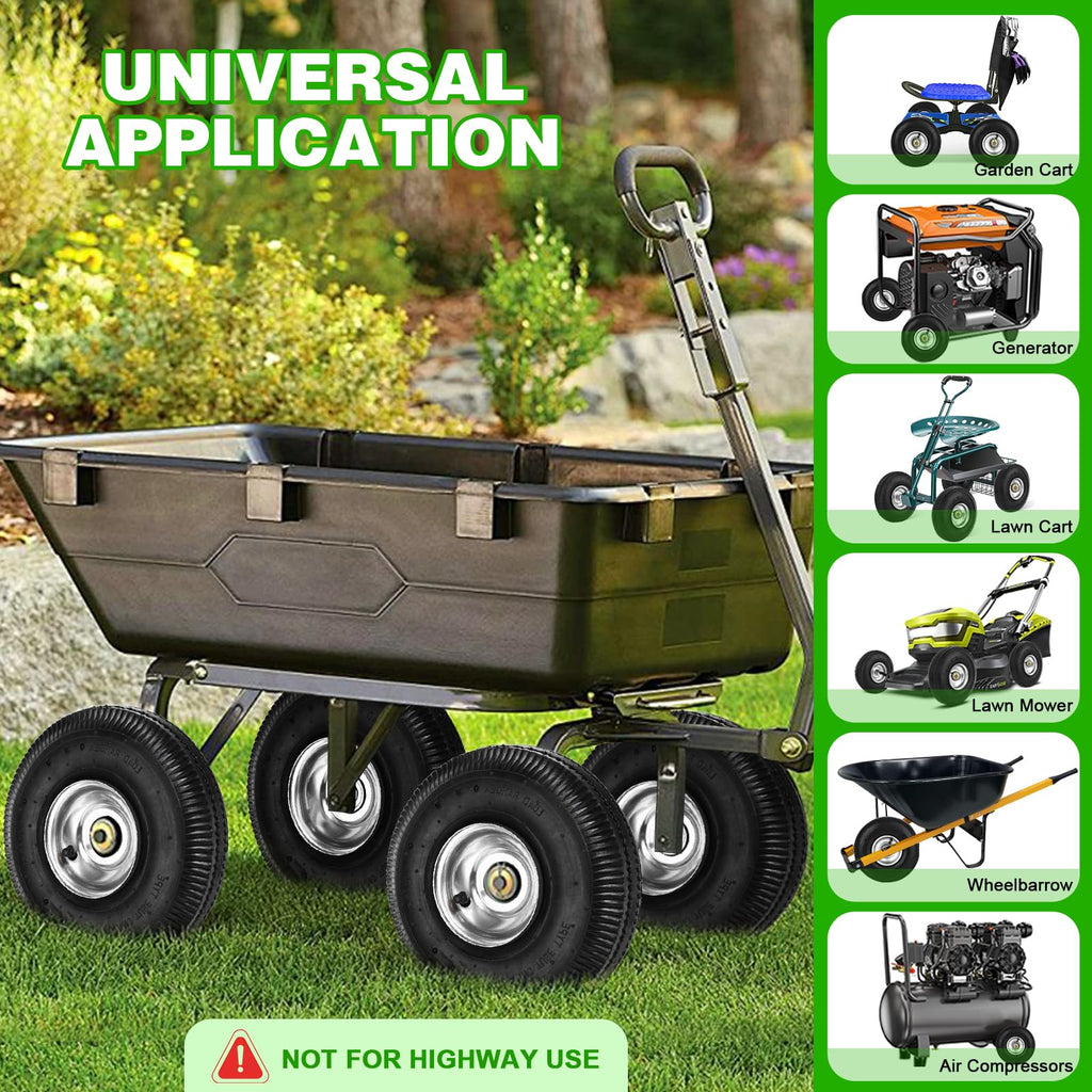RRQ 4.10/3.50-4 Tire and Wheel, 10 Inch Pneumatic Wheels (2 Pack)