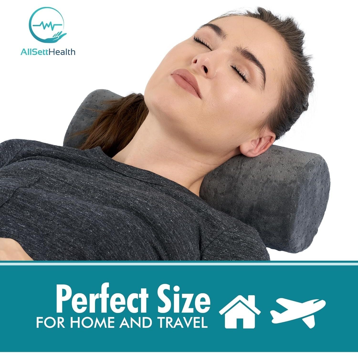 Buy now AllSett Health Round Cervical Roll Cylinder Bolster Pillow with Removable Washable Cover, Ergonomically Designed for Head, Neck, Back, and Legs, Grey at indiglob india