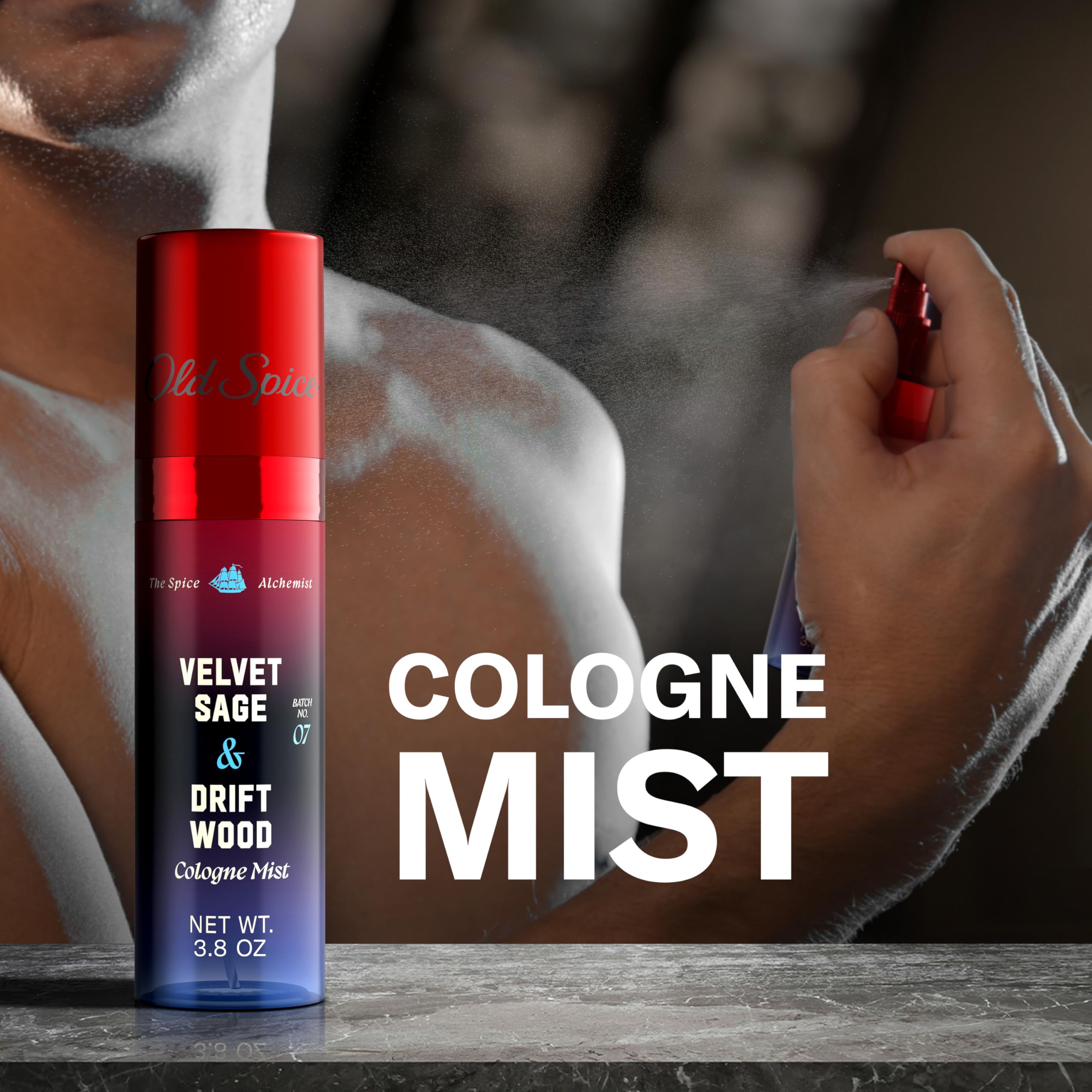 Old Spice Cologne Mist for Men, The Spice Alchemist Collection, 24/7 Cologne Infused Scent, No Trade Off Formula, Free of Parabens & Phthalates, Velvet Sage + Driftwood Scent, 3.8 oz