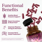VINIA Blood Flow | Piceid Resveratrol Capsules | Vegan, Non-GMO, 30 Count | Heart Health | Healthy Blood Pressure Support* | Nitric Oxide Production | Red Grape Antioxidant Supplement