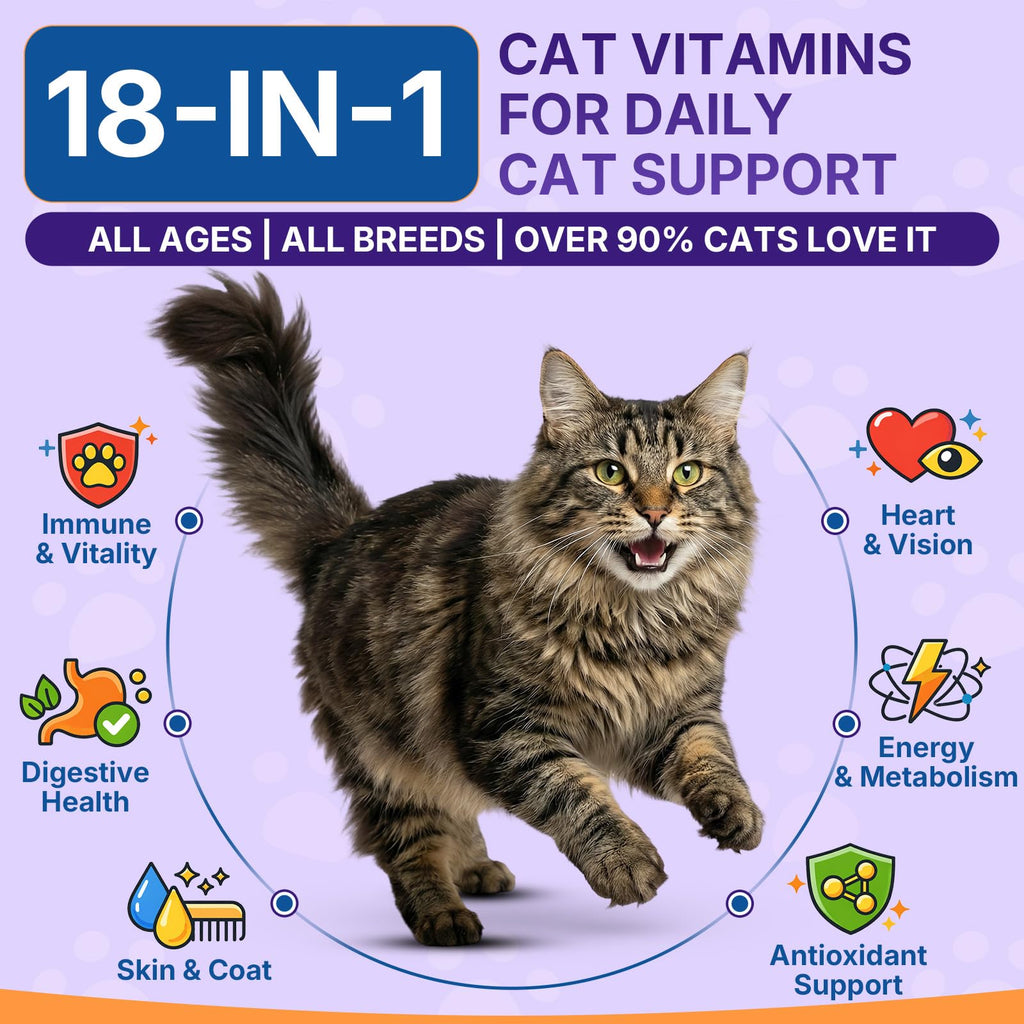 Taurine for Cats, Cat Vitamins & Multivitamin Treats, 500 Ct, Heart Support