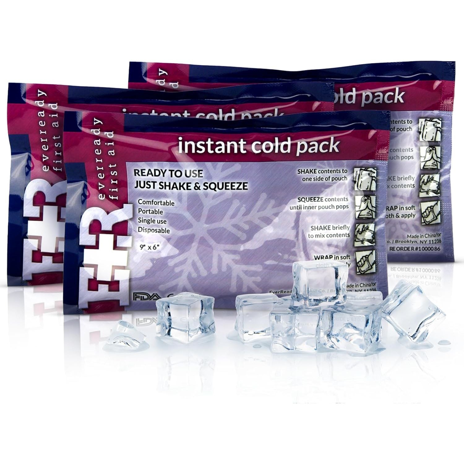 Buy now Ever Ready First Aid Disposable Cold Compress â€“ Instant Ice Pack for Injuries, Swelling & Pain Relief â€“ 4.5" x 7" â€“ FSA/HSA Eligible â€“ 3 Pack 3 Count (Pack of 1) at indiglob india