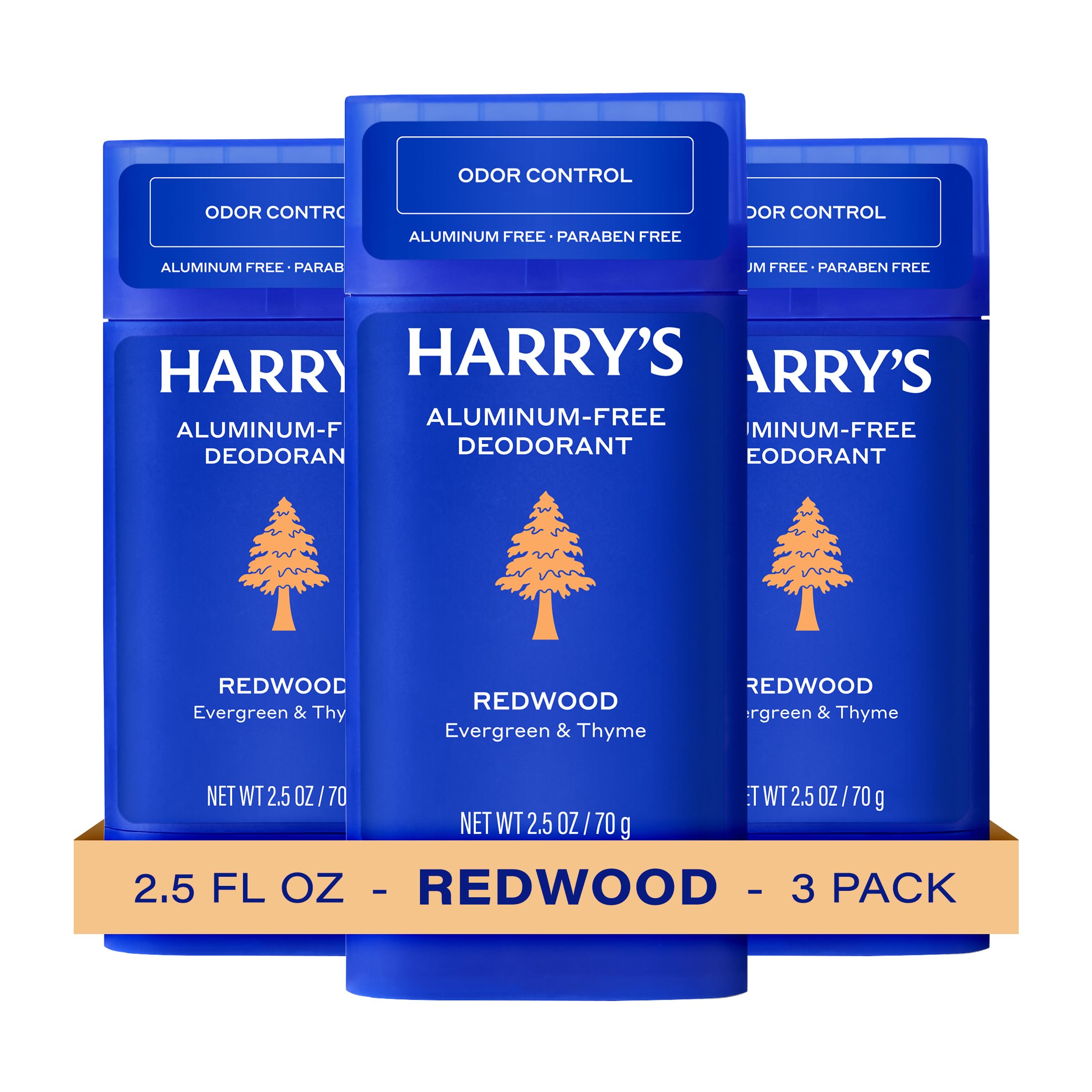 Harry's Aluminum-Free Deodorant for Men - Stone - (3 Pack) 2.5 oz - 48-Hour Odor Control - PACKAGING MAY VARY