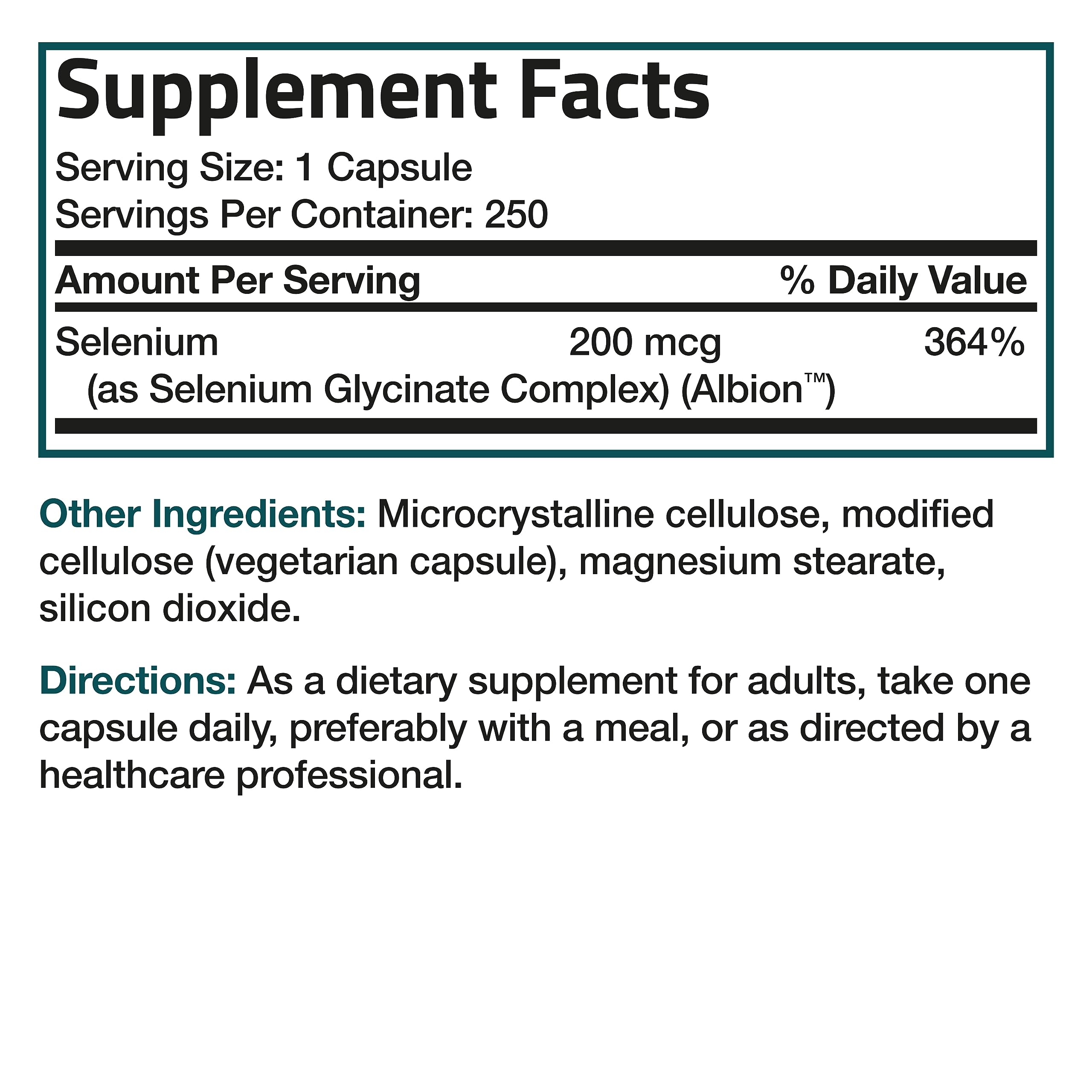 Bronson Selenium 200 mcg Albion Chelated Amino Acid Complex, 250 Capsules | Yeast-Free Essential Trace Mineral, Immune, Prostate & Metabolism Support, Vegetarian, Non-GMO, Gluten-Free & Soy-Free