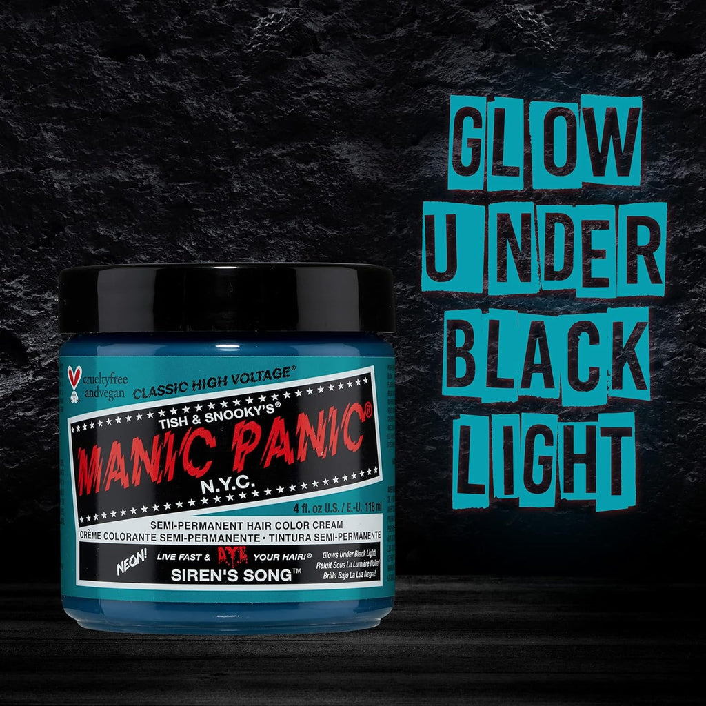 Buy now MANIC PANIC Classic Siren's Song Semi Permanent Hair Color - Neon Blue-Green Hair Dye for Women & Men That Lasts 4-6 Weeks - Vegan, Ammonia & Cruelty-Free - Create & Mix Custom Shades (4oz) at indiglob india